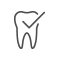 Animated tooth with checkmark icon highlighted gray